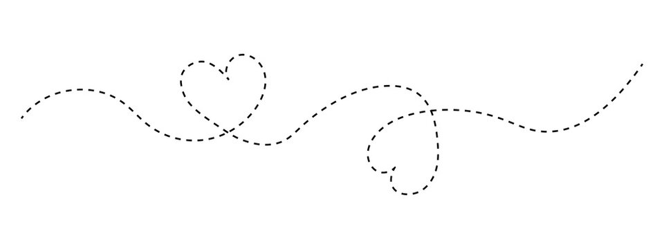 Black dashed line with two heart shapes forming a continuous wave pattern