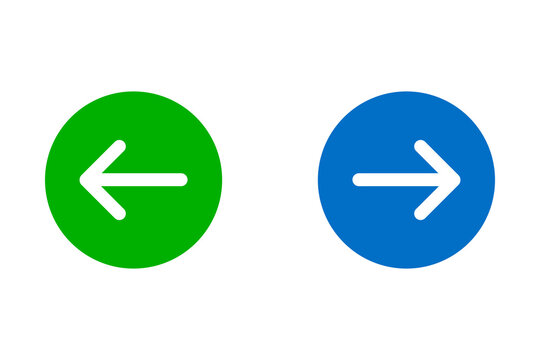 Green and blue circle icons with white left and right pointing arrow symbols for web navigation
