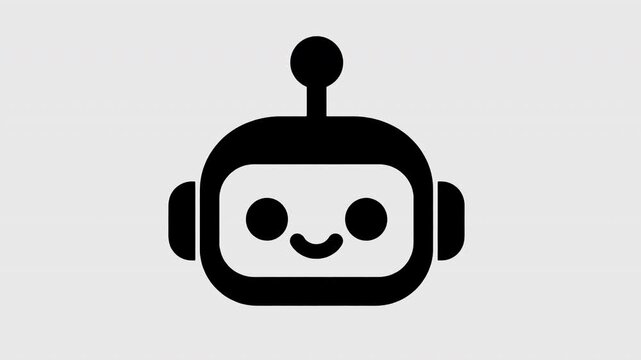 AI robot head with cursor arrow on transparent background
