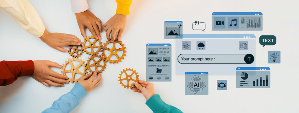 Prompt driven AI interface enabling text, image vision, audio and media video data neural asset and tool in smart creation chat workspace edit. Future NLP AI native visual reasoning omni model. Corpus