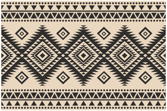 Seamless tribal ethnic pattern with geometric shapes and native american inspired textile design for fashion prints