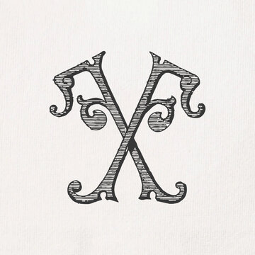 Vintage Monogram FF : Instant Download / Digital FILE