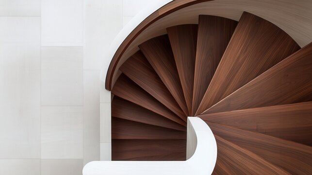 Spiral Wooden Staircase Design Showcasing Modern Architecture and Minimalist Aesthetics