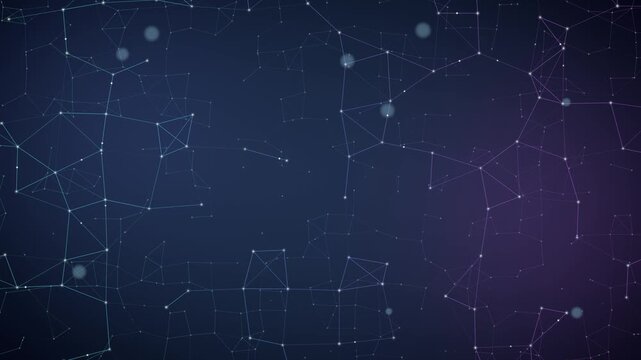 Plexus network loop nodes lines dots blue violet depth bokeh ideal for network service advertising software presentations corporate intros flyers email promotions and technology blog headers