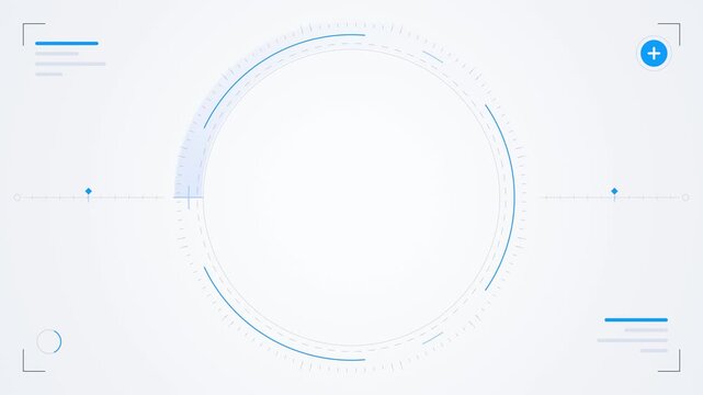 White interface loop rotating ring dial blue tech clean minimal ideal for technology presentations data company websites product launch intros posters email promotions and conference screens