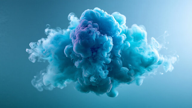 Blue Ink Cloud Dispersing in Water Abstract Background