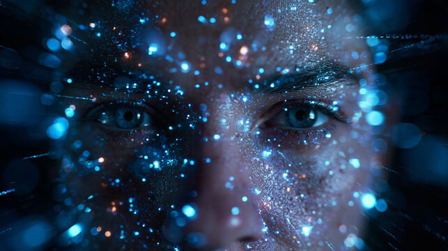 Biometric Facial Recognition Scan on Human Face