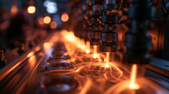 Automated Laser Cutting Machine Working on Factory Assembly Line