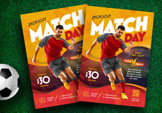 Football Matchday Sports Flyer Template Colour Red