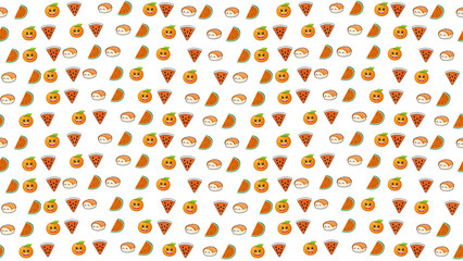 Cartoon fruit and sushi pattern © deara