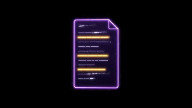 Neon document scanned line by line, key points highlighted and condensed into a summary card
