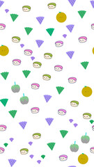 Cute food pattern with sushi, fruits, and abstract shapes © deara