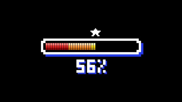 Pixel art loading bar with percentage progress animation