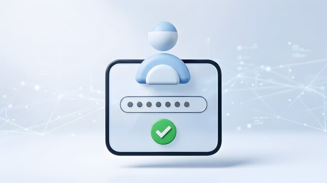 Login screen with user icon password field and checkmark