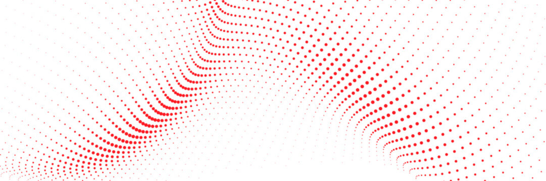 Red halftone dotted sound wave vector for podcast cover, audio tech banner, event flyer