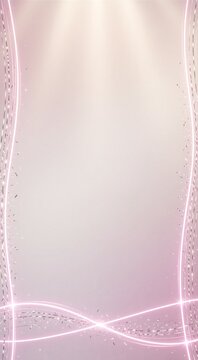 Glowing lines, soft pink background, abstract neon light design for celebration templates.