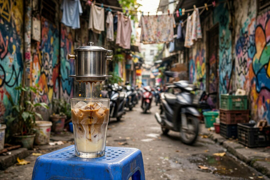 Vietnamese Saigon Alley Drip Filter Coffee Ca Phe Phin Hem Sai Gon