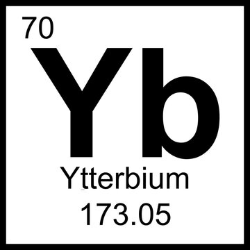 Ytterbium periodic table element chemistry symbol. Vector Ytterbium atom gas icon