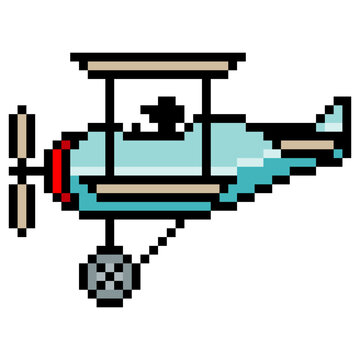 Biplane in pixel art style