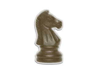 Chess knight piece sticker with line halftone pop art style and cut paper texture © creatfive