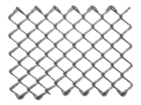 Black chain link fence pattern with line halftone pop art style on a transparent background