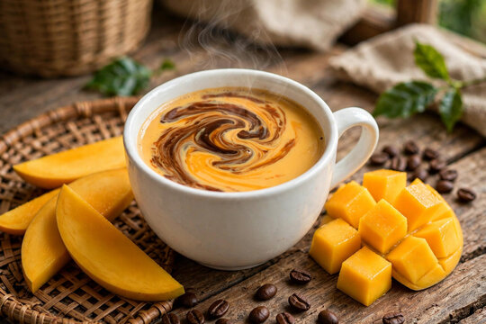 Vietnamese Buon Ma Thuot Robusta Mango Milk Coffee Ca Phe Sua Robusta Buon Ma Thuot Vi Xoai