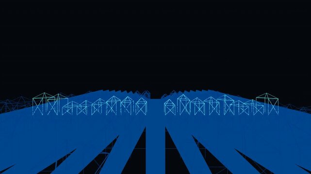 Digital Twin Zoom Animation: An abstract motion graphic featuring glowing cyan digital code and abstract tech elements zooming in against a dark blue background.