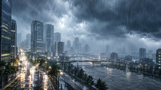大雨・豪雨の写真素材｜大雨・豪雨・集中豪雨・洪水・水害・災害・防災・気象災害｜Heavy Rain and Torrential Rain Weather Disaster Photography