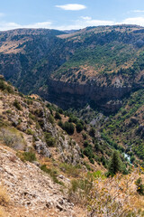 Fototapeta premium An impressive scenic outlook over the Aksu Canyon and river, in the south of Kazakhstan.