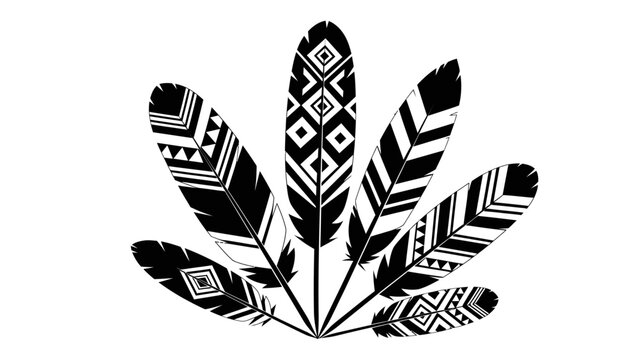 Tribal Patterned Feather Fan Illustration