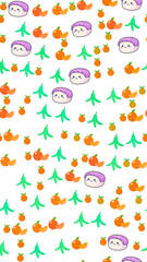 Cute cartoon sushi and fruit pattern © boti