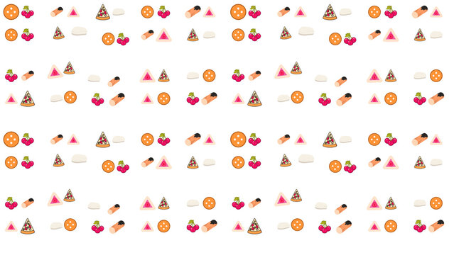 Cute food icons repeating pattern