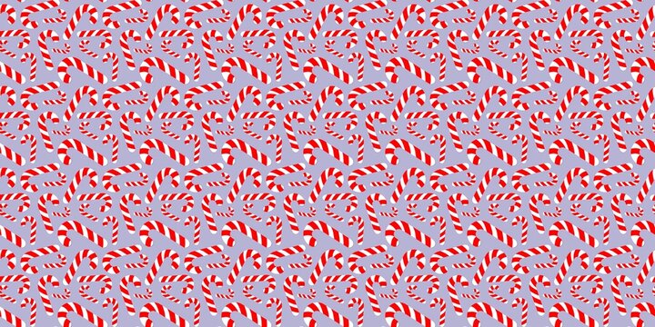 Dense lavender, purple, and red miniature candy cane pattern background. Whimsical tiny texture for magical fantasy gift bags, children's toy packaging, and cute crafts.