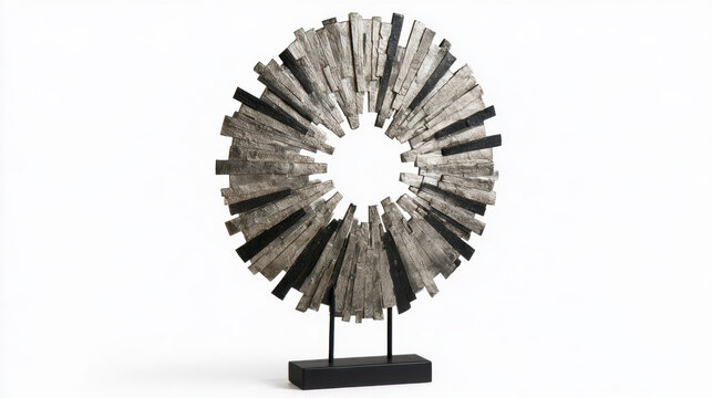 Modern Circular Sculpture Art Piece on Stand.