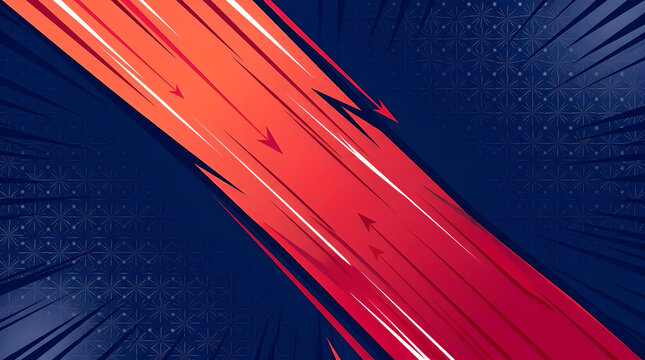 Dynamic abstract background with red and orange diagonal lines and arrows on a dark blue backdrop, conveying speed and progress.