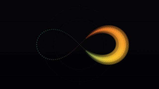 Abstract Infinity Loop: A dynamic infinity symbol, represented by a trail of colorful dots and a vibrant gradient swirl.