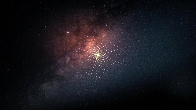 Cosmic Spiral: A breathtaking view of the Milky Way galaxy, featuring a central luminous spiral formation set against a backdrop of stars and nebulae.