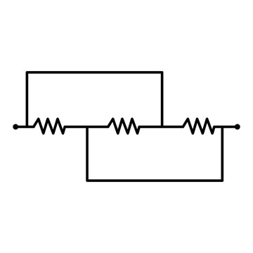 Electrical Circuit Schematic With Series and Parallel Resistors Black Line Diagram