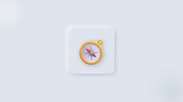 Gold compass icon spinning on a white square button