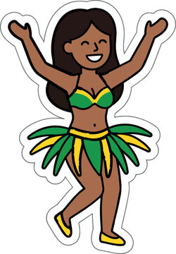 Brazilian Carnival Dancer in Green and Yellow Costume
