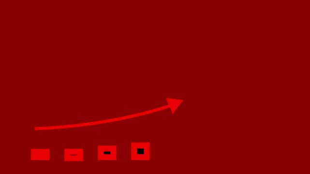 Red business growth bar chart animation with rising arrow trend for financial success and data analysis presentation