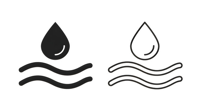 Water droplet falling into waves icon