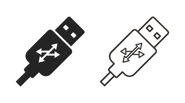 Usb flash drive data transfer icon pair