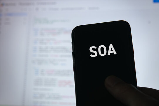 SOA Service Oriented Architecture concept on smartphone &mdash; ideal eye-catcher for enterprise integration and digital transformation articles
