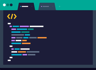 Fototapeta premium Web Browser Code Editor Interface Flat Vector Illustration
