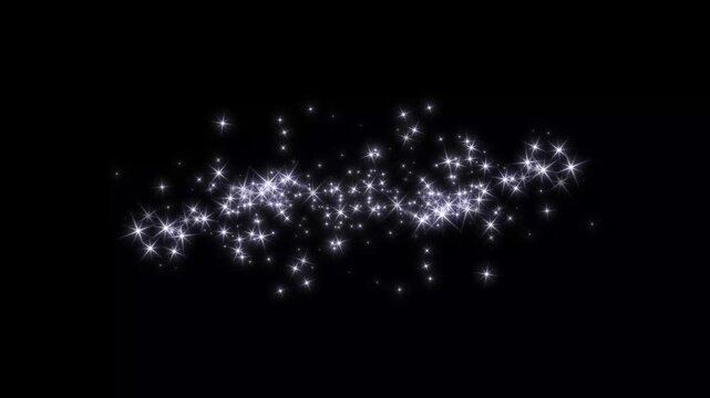 magic glitter sparkle trail, white twinkling particles shimmer, glowing white light sparks, stars trail transition, pixie dust path, motion graphics, black screen 4k
