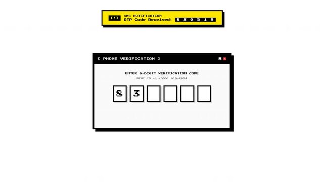 Digital interface showing otp verification code input for login