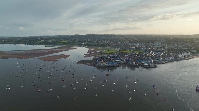 Exmouth and River Exe Dawlish Warren from a drone, Devon, England, United Kingdom
