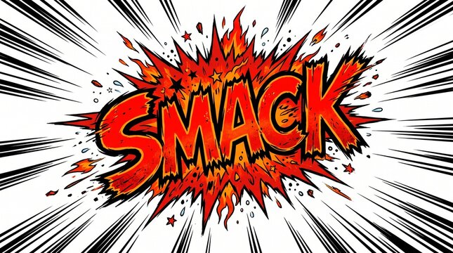Comic book style explosive sound effect illustration with the word smack.
