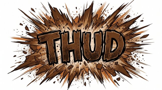Comic book style sound effect illustration featuring the word THUD with a dynamic explosion background.